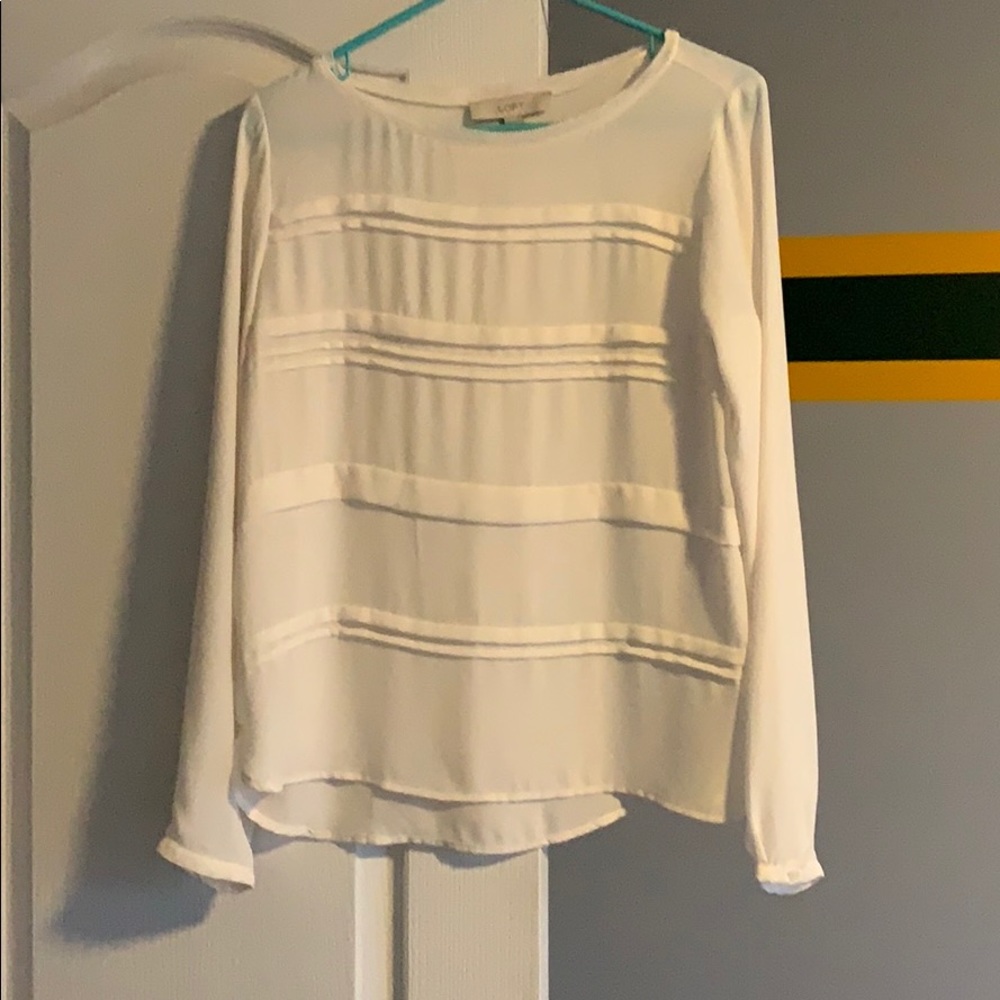 Loft Long Sleeve Cream Dress Top